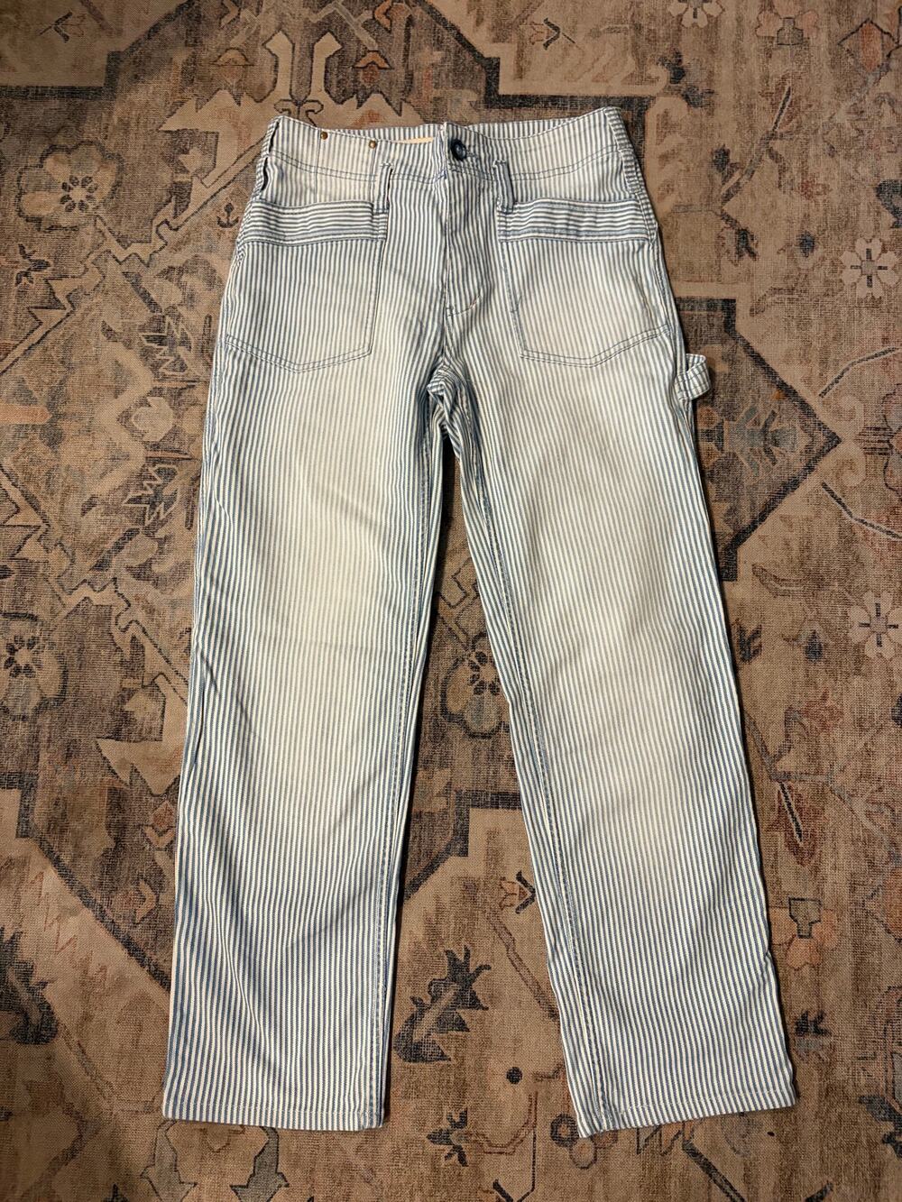 Anthropologie Pilcro Railroad Stripe Carpenter Utility Pants Women’s 25 Stretch